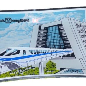 Vintage 1970’s Walt Disney World Monorail  Glass Ashtray Trinket Tray Decor Blue